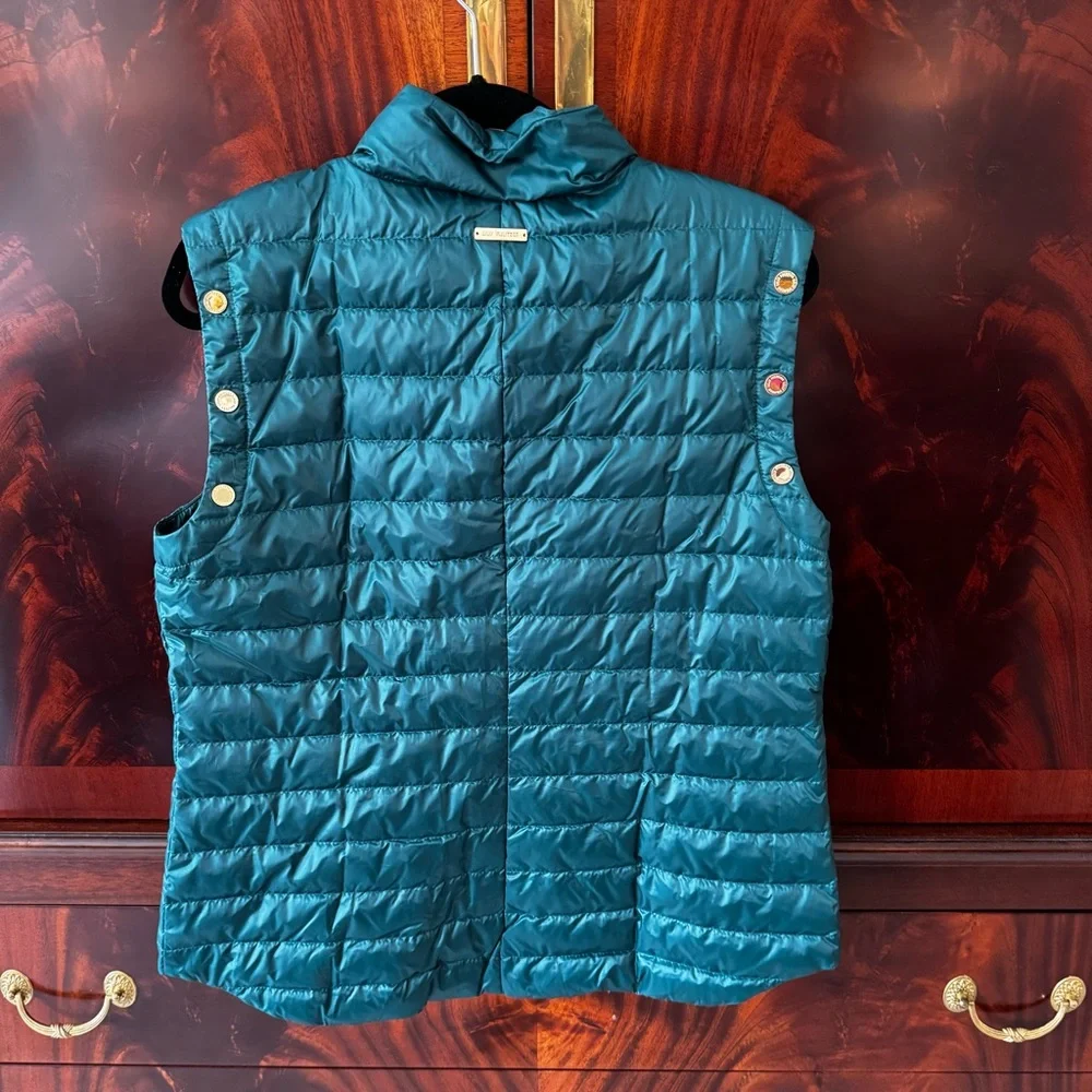 NEW Lilly Pulitzer Tenna Convertible Down Puffer Jacket Vest Villa Green